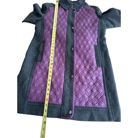 Per Se By Carlisle Quilted Coat Size 10 Purple & Gray Long Sleeve Button Closure - Picture 11 of 14